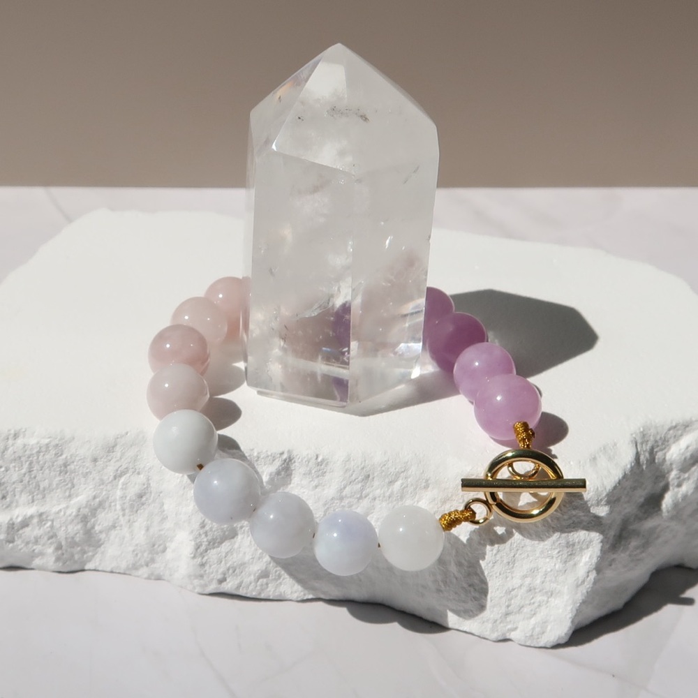 Hayamoon Aura Care Natural Healing Stone Elegant Pastel Beaded Bracelet